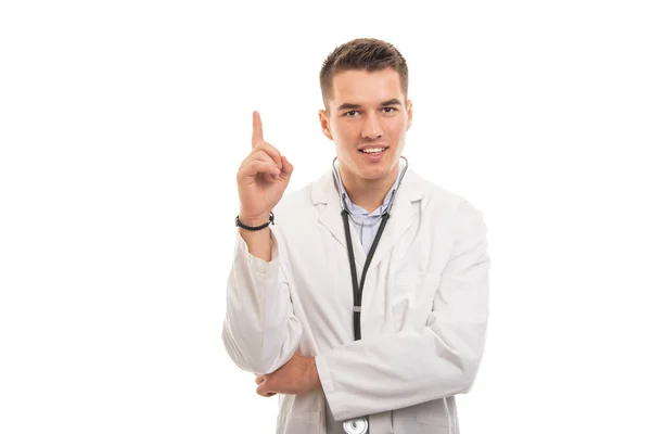 Portret van de jonge knappe dokter poseren alsof je idee — Stockfoto