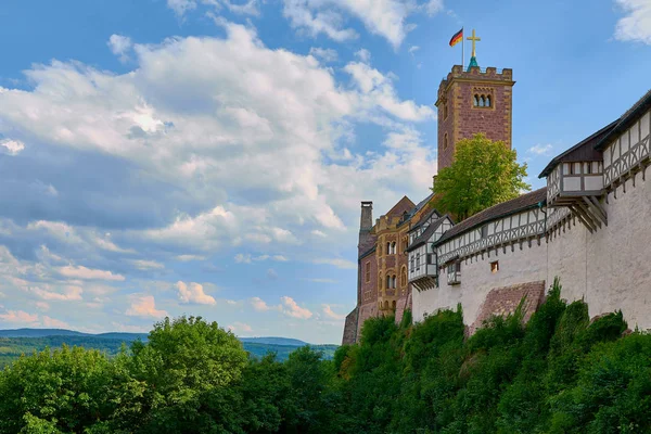 Castelul Wartburg, Germania. Vedere din partea centrală a castelului — Fotografie, imagine de stoc