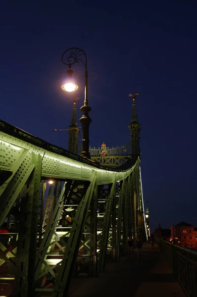 Night View Chain Bridge Danube River Budapest City Hungary Old — Stock Photo, Image