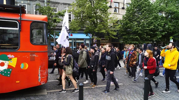 Manifestação pela legalização da maconha, marcha de milhões para a maconha em Praga 2019 — Fotografia de Stock