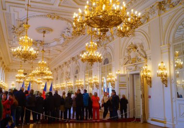 Prag Kalesi 'nde Rothmayer Hall güzel oda iç, Çek Cumhuriyeti 11 Mayıs 2019