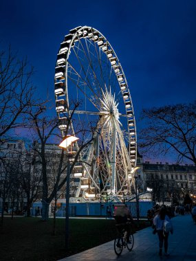 Akşam Budapeşte 'de dönme dolap