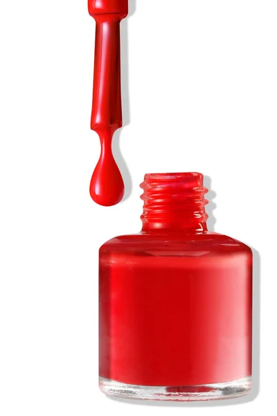 Roter Nagellack Isoliert Auf Weißem Hintergrund — Stockfoto