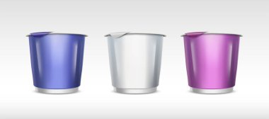 Yoğurt veya dondurma kapsayıcısını ayarlamak, gıda Kupası mockup 3d çizim