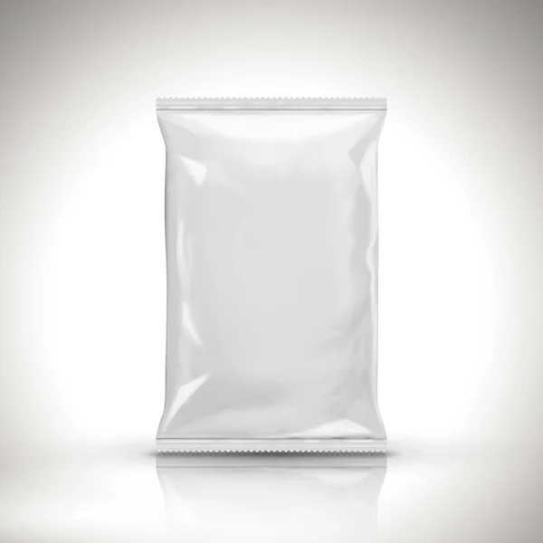 Μαργαριτάρι Λευκό Κενό Αλουμινένια Συσκευασία Τσάντα Απεικόνιση — Διανυσματικό Αρχείο