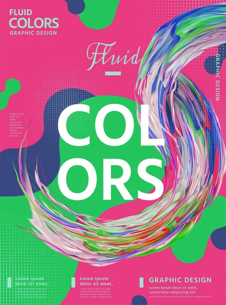 Diseño Póster Colores Fluidos Abstractos Con Forma Remolino Líquido Sobre — Vector de stock