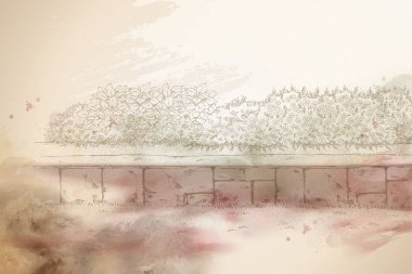 Çiçek yatak tasarım öğesi için Retro bej Bahçe arka plan