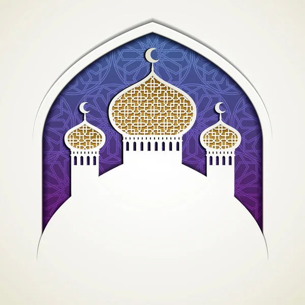 Design Férias Islâmico Com Cúpula Cebola Mesquita Estilo Arte Papel — Vetor de Stock