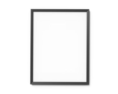 3d render duvarda asılı boş kopya alanı ile siyah fotoğraf çerçevesi