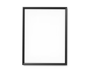3d render duvarda asılı boş kopya alanı ile siyah fotoğraf çerçevesi