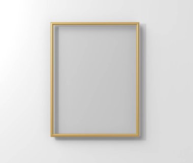 3d render duvarda asılı izole mat altın rengi fotoğraf çerçevesi