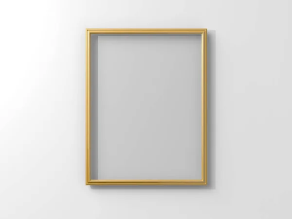 Isolated Matte Gold Color Photo Frame Hanging Wall Rendering — Stock Photo, Image