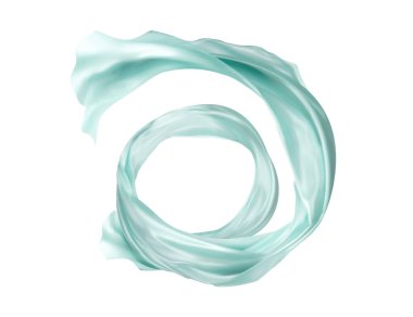 Havada 3d çizim dönen ışık mavi saten tasarım öğesi