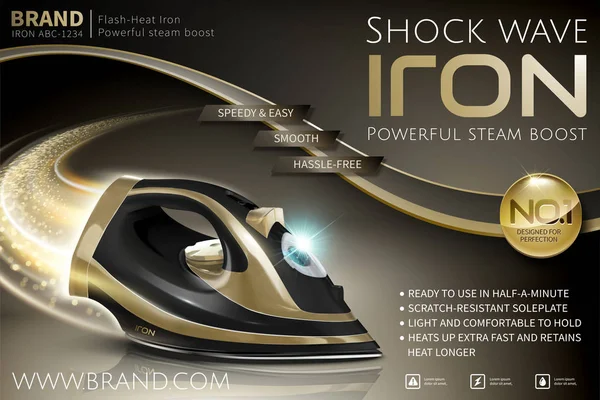 Ferro Preto Dourado Com Efeito Cauda Cometa Brilhante Ilustração Anúncios —  Vetores de Stock