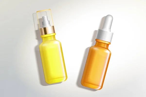 Cosmetische Containers Instellen Illustratie Bovenaanzicht — Stockvector