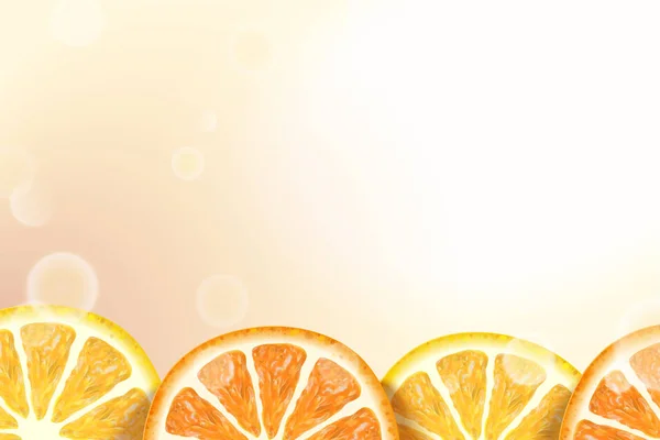 Refreshing Citrus Sections Background Bokeh Glowing Elements Illustration — Stock Vector