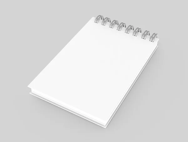 Κενό Σημειωματάριο Λευκό Κάλυμμα Στο Ανοιχτό Γκρι Φόντο Rendering — Φωτογραφία Αρχείου