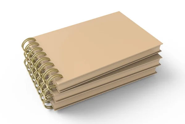 Blank Cardboard Notepads Pile White Background Illustration Elevated View — Stock Photo, Image