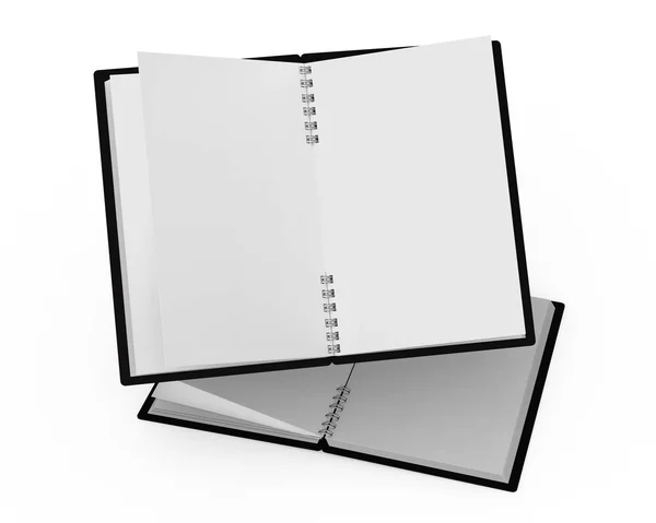 Spiral Notebooks Modelo Branco Renderização Fundo Branco Livros Capa Dura — Fotografia de Stock