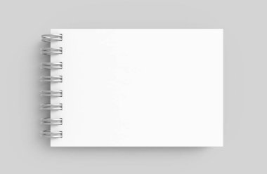 Spiral Defter boş şablon açık gri renkli, üstten görünüm üzerinde 3d render içinde