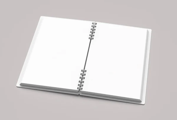 Witte Harde Omslag Open Boek Bleke Roze Grijze Achtergrond Rendering — Stockfoto
