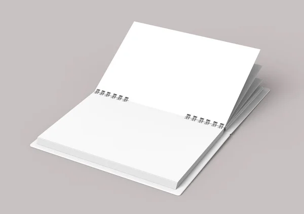 Λευκό Σκληρό Κάλυμμα Ανοιχτό Βιβλίο Απαλό Ροζ Γκρι Φόντο Rendering — Φωτογραφία Αρχείου