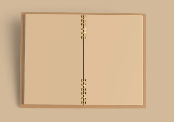 Open Kraft Paper Notebook Mockup Blank Stationery Template Design Rendering — Stock Photo, Image