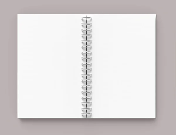 Fehér Védőburok Nyitott Könyv Halvány Rózsaszínes Szürke Háttér Renderelés Felülnézet — Stock Fotó