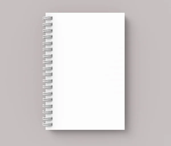 Cuaderno Blanco Tapa Dura Sobre Fondo Gris Rosado Pálido Representación —  Fotos de Stock