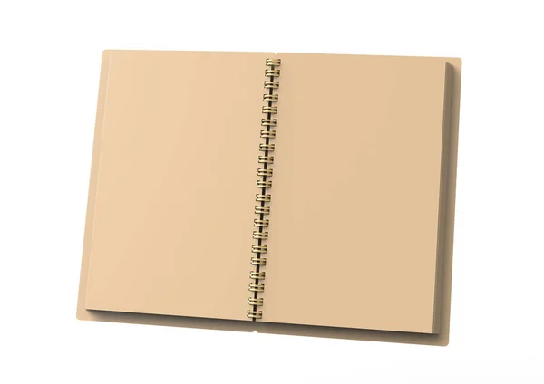 Kraft Paper Open Notebook Mockup Renderização Fundo Marrom — Fotografia de Stock