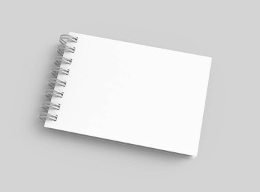 Beyaz sert kapak kitap 3d render gri arka plan üzerinde üstten görünüm