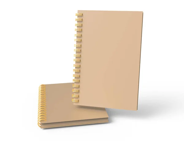 Kraft Carta Libri Copertina Rigida Sfondo Bianco Rendering — Foto Stock