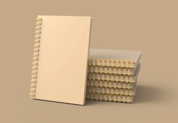 Mucchio Carta Kraft Libri Copertina Rigida Sfondo Marrone Rendering — Foto Stock