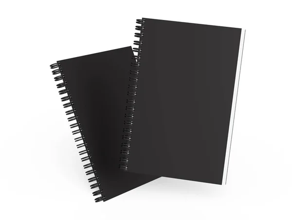 Black Hard Cover Books Floating Air Rendering White Background — Stock Photo, Image