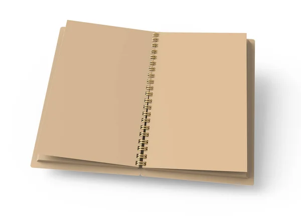 Açık Kraft Kağıt Defter Mockup Beyaz Arka Plan Üzerinde Render — Stok fotoğraf