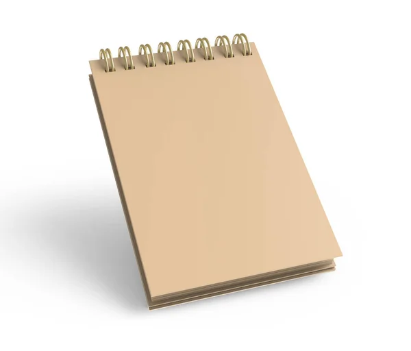 Kraft Paper Notebook Mockup Blank Stationery Template Design Rendering White — Stock Photo, Image