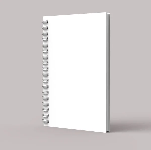 Cuaderno Blanco Tapa Dura Sobre Fondo Gris Rosado Pálido Representación — Foto de Stock