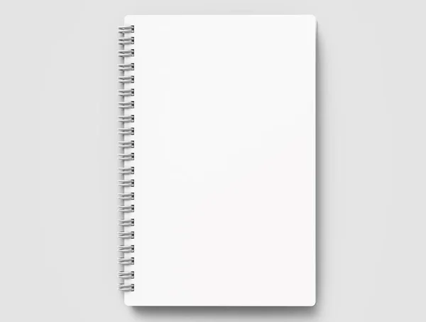 Cuaderno Blanco Tapa Dura Renderizado Sobre Fondo Gris Claro Vista —  Fotos de Stock