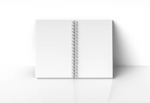 Cuaderno Blanco Tapa Dura Apoyado Pared Renderizado —  Fotos de Stock