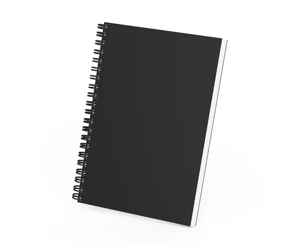 Cuaderno Tapa Dura Negro Sobre Fondo Blanco Representación —  Fotos de Stock