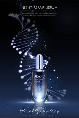 Gece onarım serum reklamlar neon helix arka planda 3d çizim ile