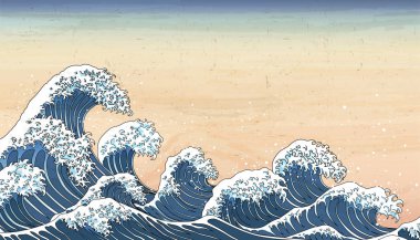 Retro Japonya wave gelgit Ukiyo-e tarzı