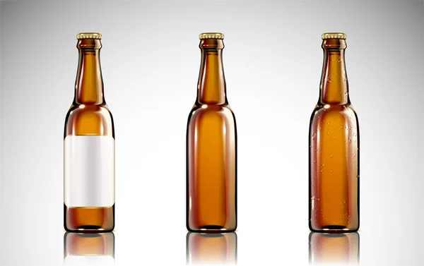 Mockup Garrafa Vidro Cerveja Ilustração Para Usos Design — Vetor de Stock