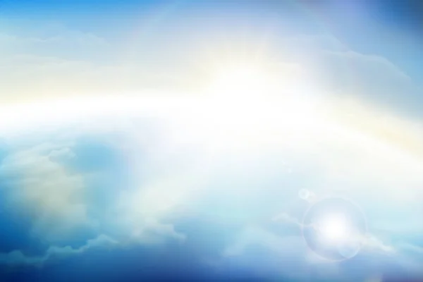 Блакитне Небо Пухнастими Хмарами Сонячним Світлом Ілюстрації — стоковий вектор