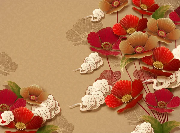 Κομψό Floral Σχέδιο Φόντο Χρυσαφί — Διανυσματικό Αρχείο