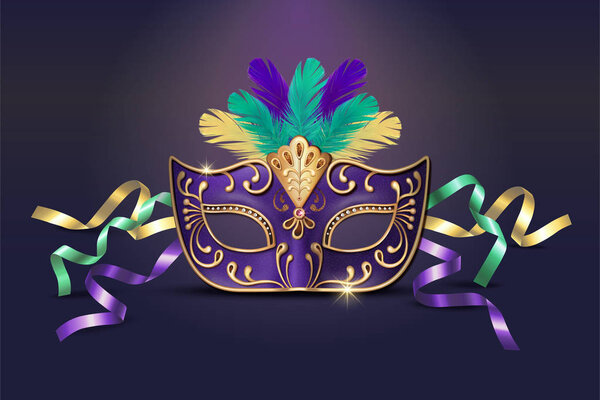 Masquerade Decorative Purple Mask Illustration Stock Illustration