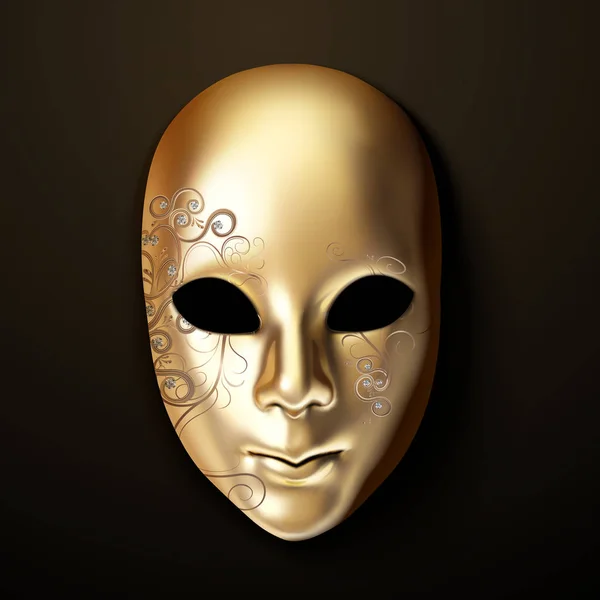 Gouden Masker Met Diamant Illustratie — Stockvector