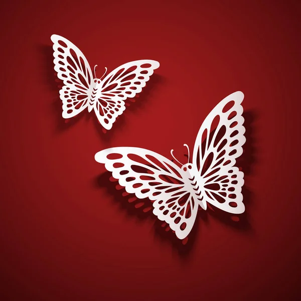 Décorations Élégantes Papier Papillon Découpé Illustration — Image vectorielle