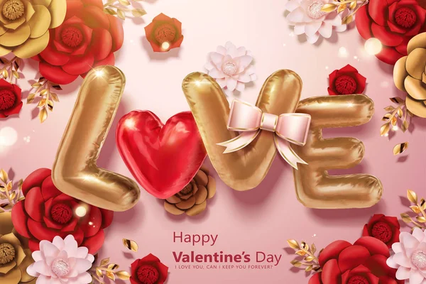 Happy Valentine Day Met Hart Vormig Ballonnen Illustratie — Stockvector