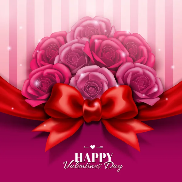 Feliz Diseño Del Día San Valentín Con Rosas Boutique Arco — Vector de stock